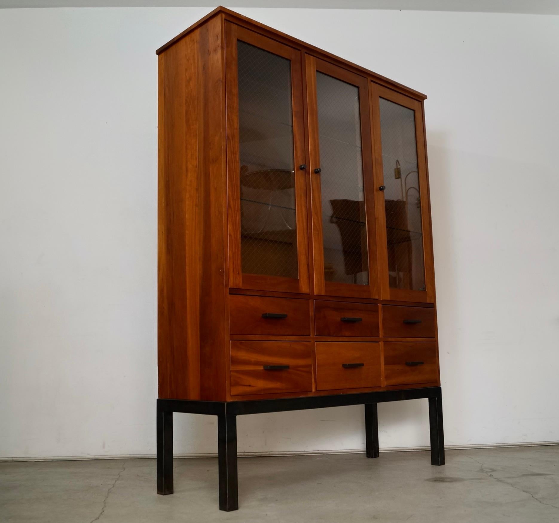 Metal 2000's Solid Cherry Room & Board China Cabinet Display Cabinet Vitrine For Sale