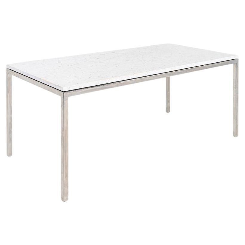 2000s SOM Design for Decca Stainless Steel and Marble Dining Table / Desk 36x72" en venta