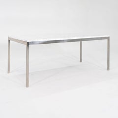 Années 2000 SOM Design Table de salle à manger en acier inoxydable et marbre 36x72".