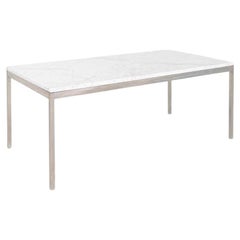 Années 2000 SOM Design Table de salle à manger en acier inoxydable et marbre 36x72".