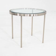 2000s Stainless Steel and Glass End Table Attributed to Geiger or Cumberland 27"