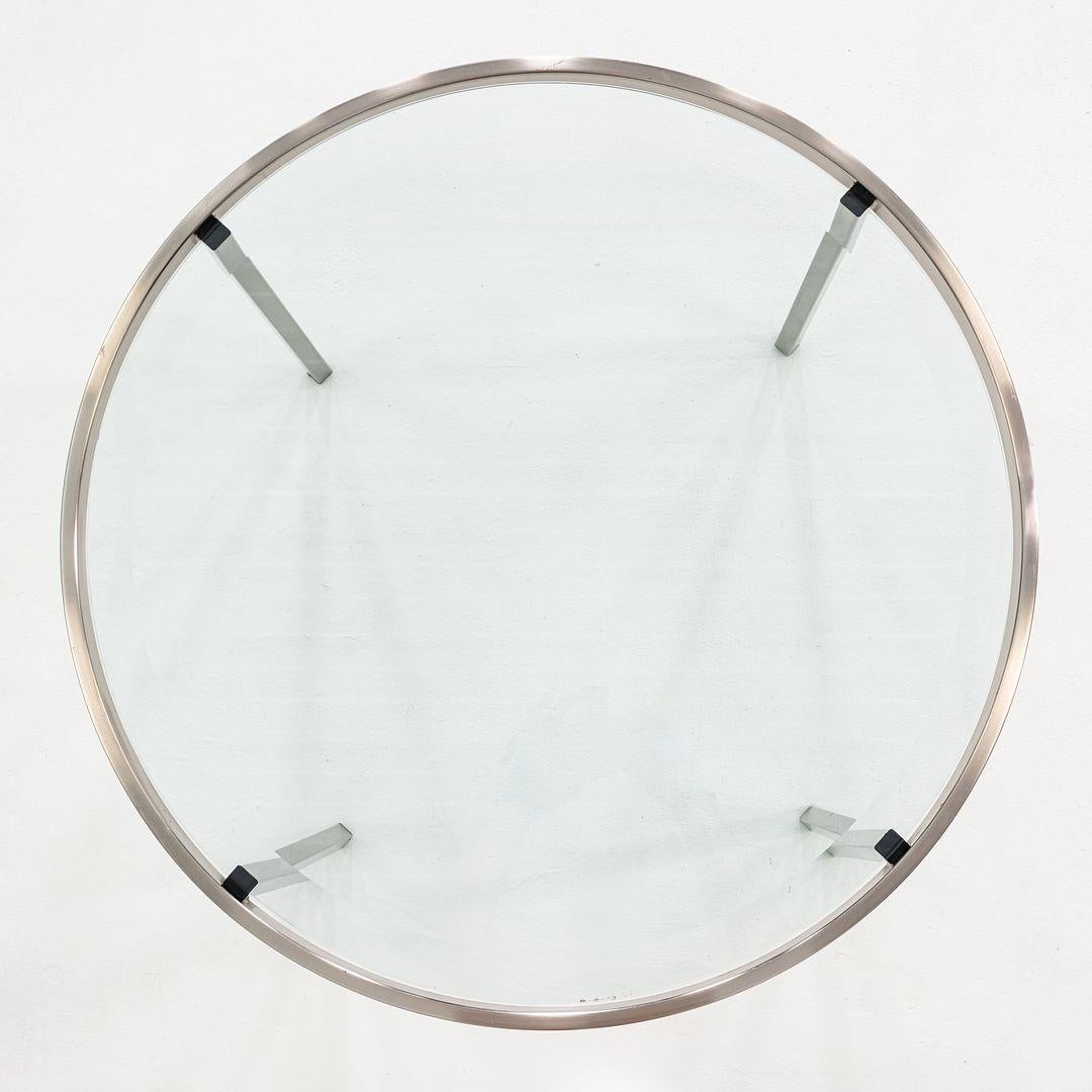 2000s Stainless Steel and Glass End Table Attributed to Geiger or Cumberland 27