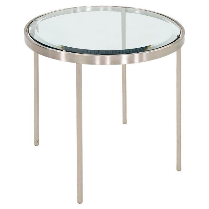 2000s Stainless Steel and Glass End Table Attributed to Geiger or Cumberland 27"