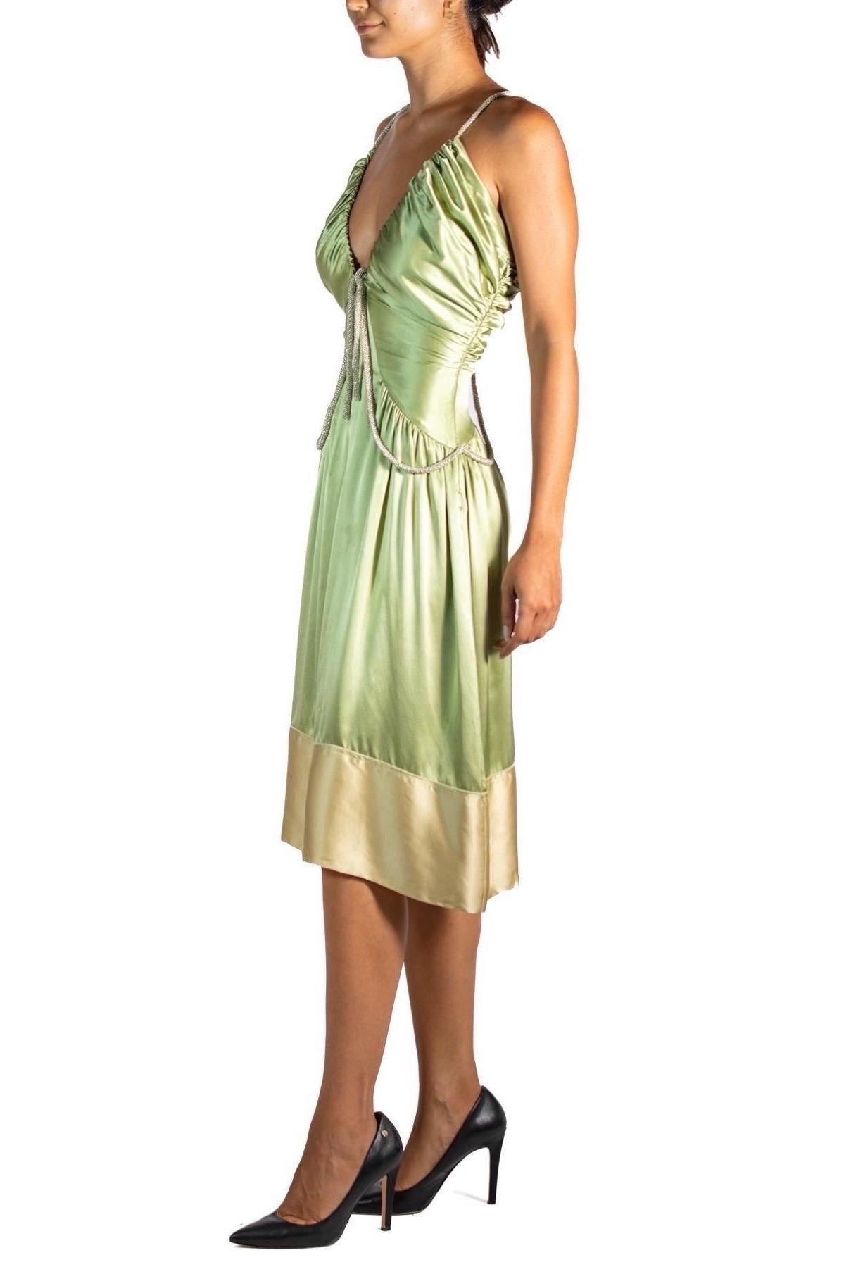 Beige 2000S  Stella Mccartney Chloe Light Green Silk Charmeuse Cocktail Dress With Si