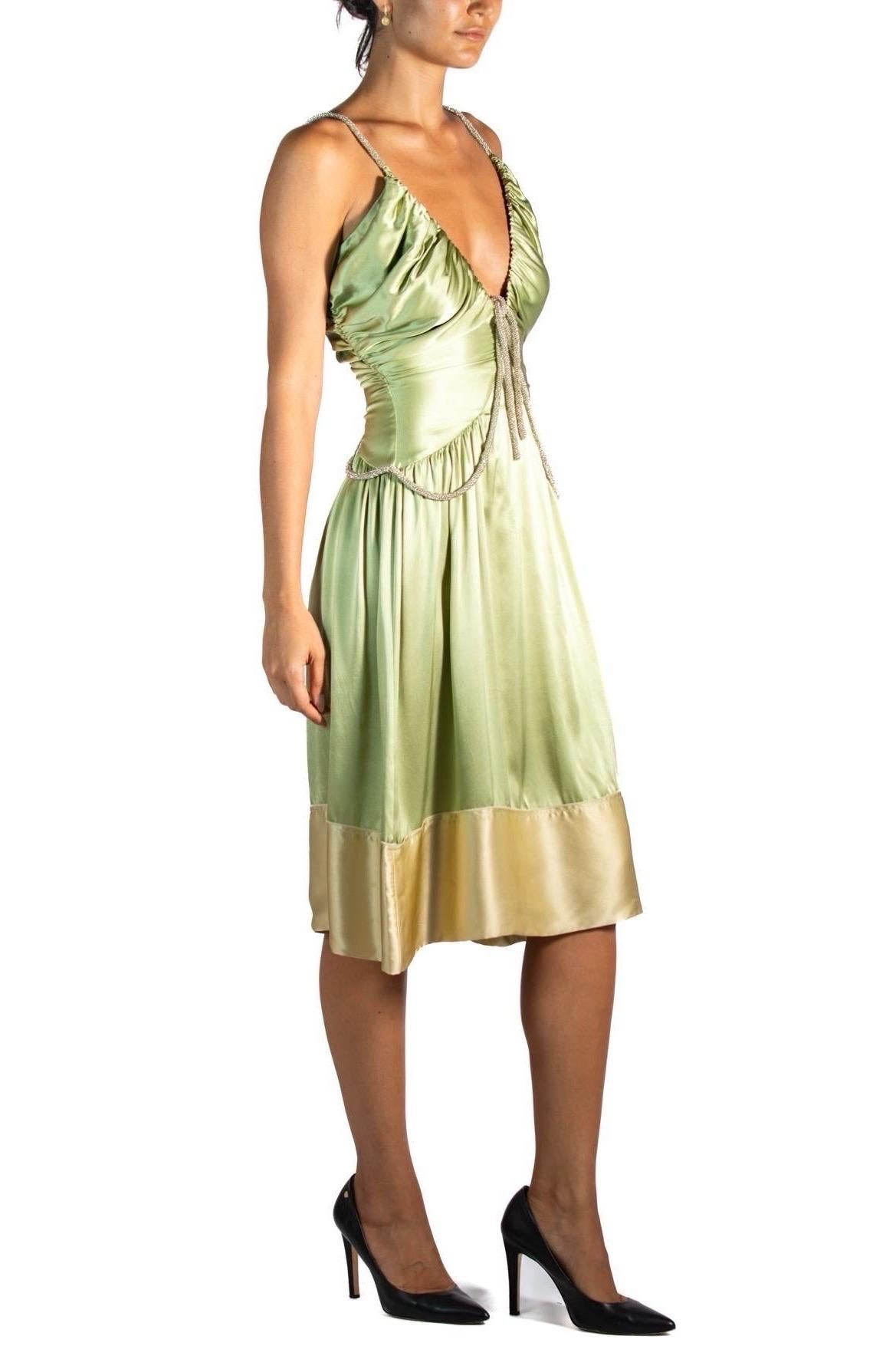 2000S  Stella Mccartney Chloe Light Green Silk Charmeuse Cocktail Dress With Si In Excellent Condition In New York, NY