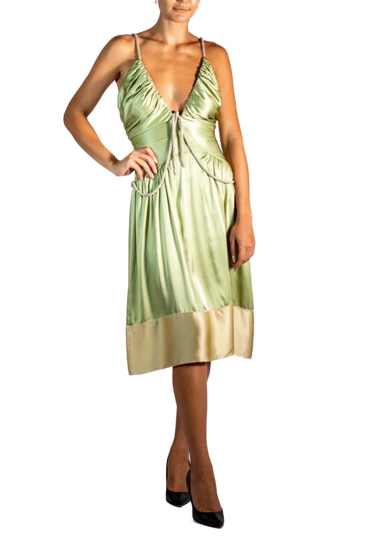 Women's 2000S  Stella Mccartney Chloe Light Green Silk Charmeuse Cocktail Dress With Si