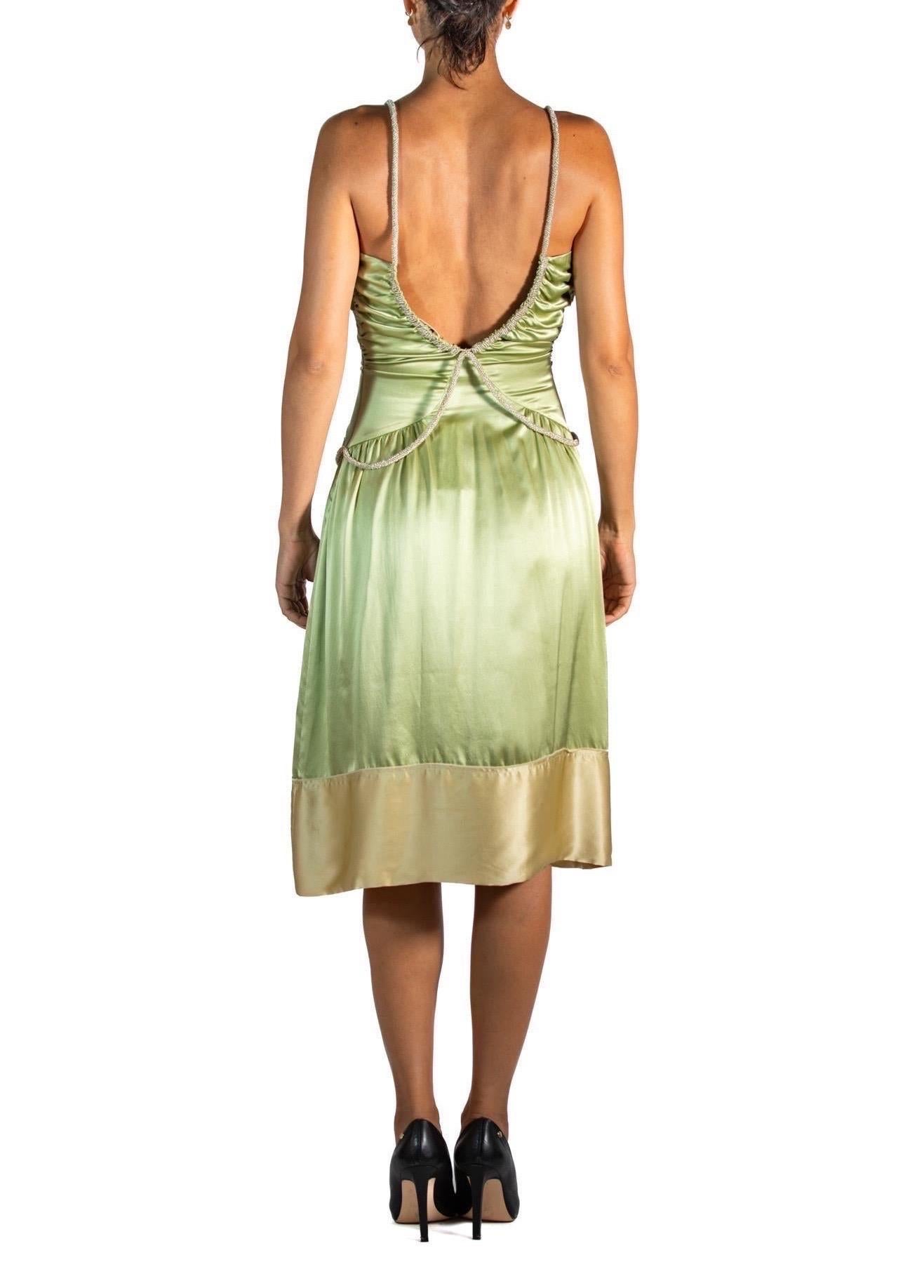2000S  Stella Mccartney Chloe Light Green Silk Charmeuse Cocktail Dress With Si 2