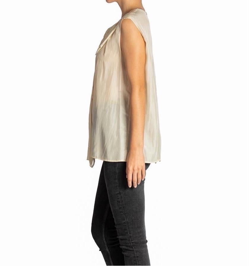 2000S STELLA MCCARTNEY Cream Light Weight Silk Shell Top With Giant Bow In Excellent Condition For Sale In New York, NY