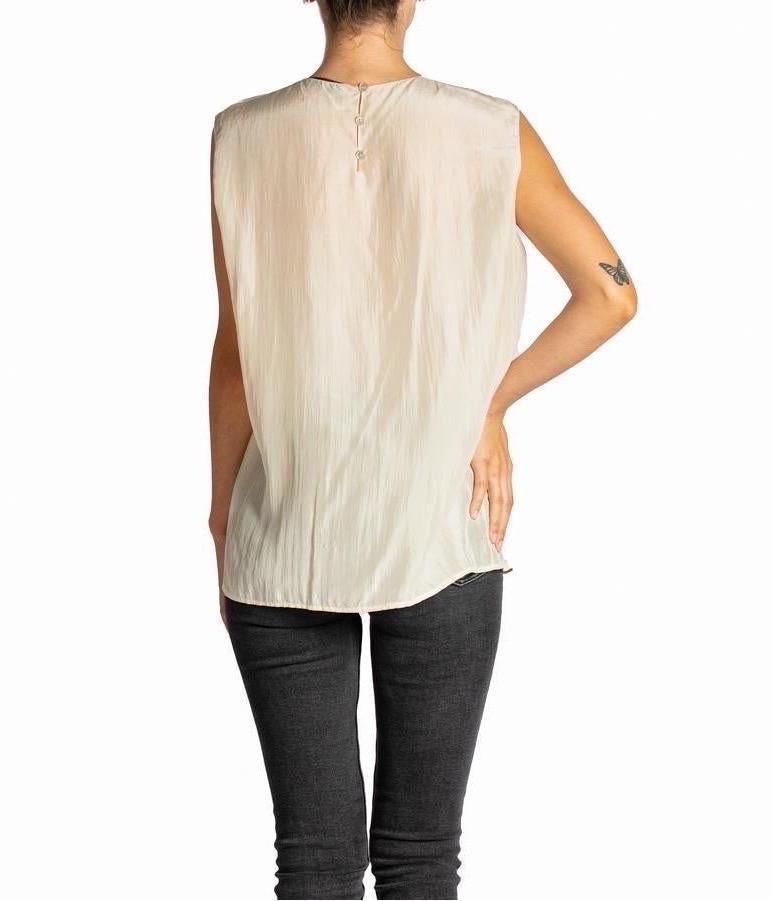 2000S STELLA MCCARTNEY Cream Light Weight Silk Shell Top With Giant Bow For Sale 2