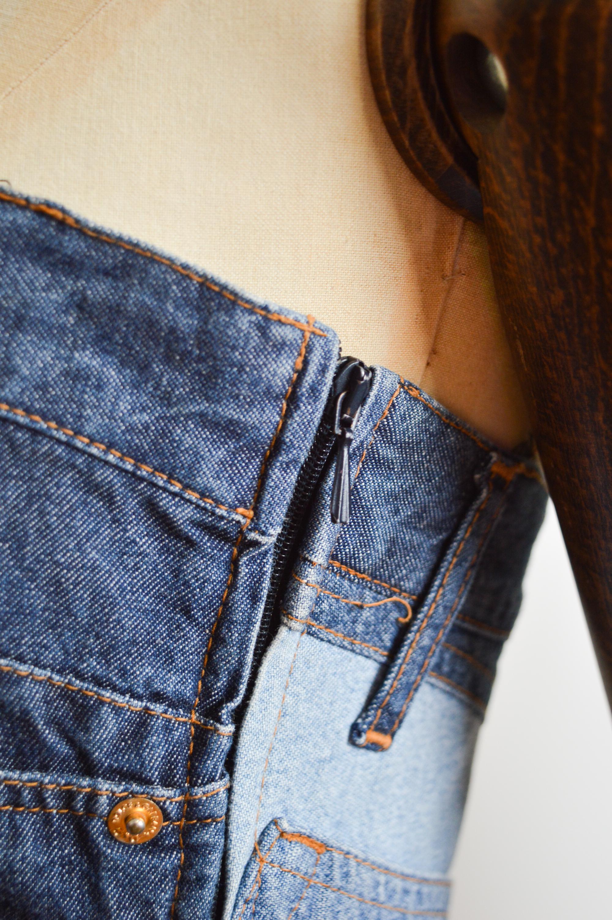 2000's Strapless DOLCE & GABBANA Patchwork denim Y2k Bustier Mini Dress For Sale 8