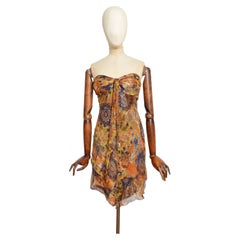 2000’s Strapless Vintage Italian Silk Boho Handkerchief hem Mini Dress