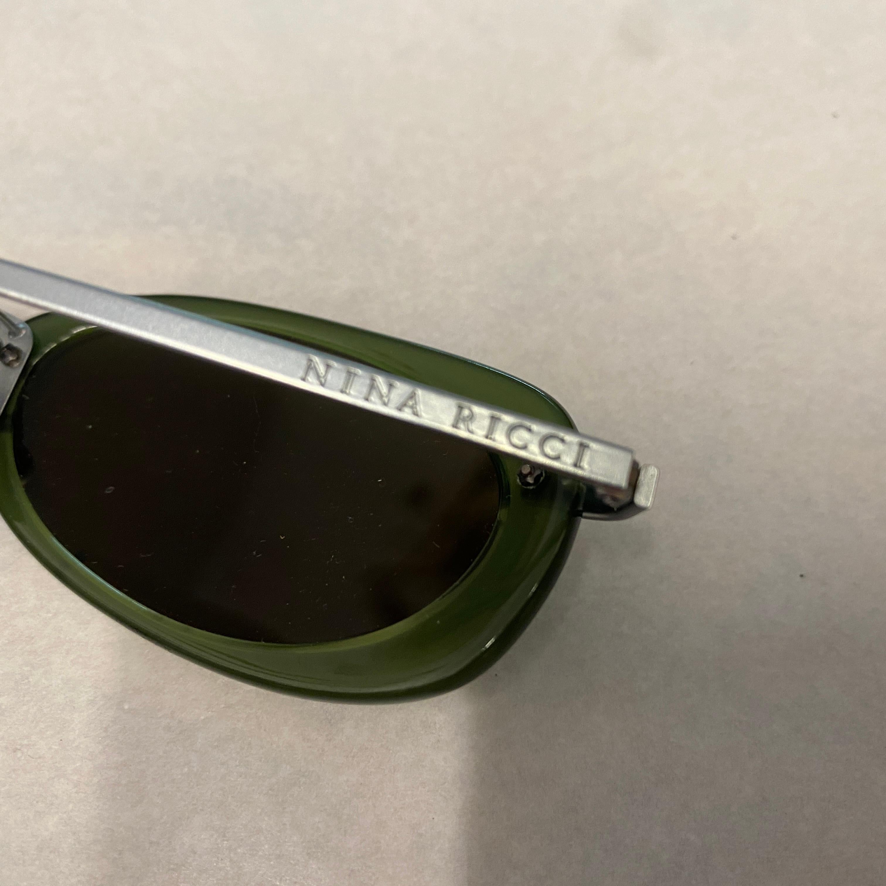2000s Stylish Green Lucite and Metal  Italian Sunglasses by Nina Ricci 1
