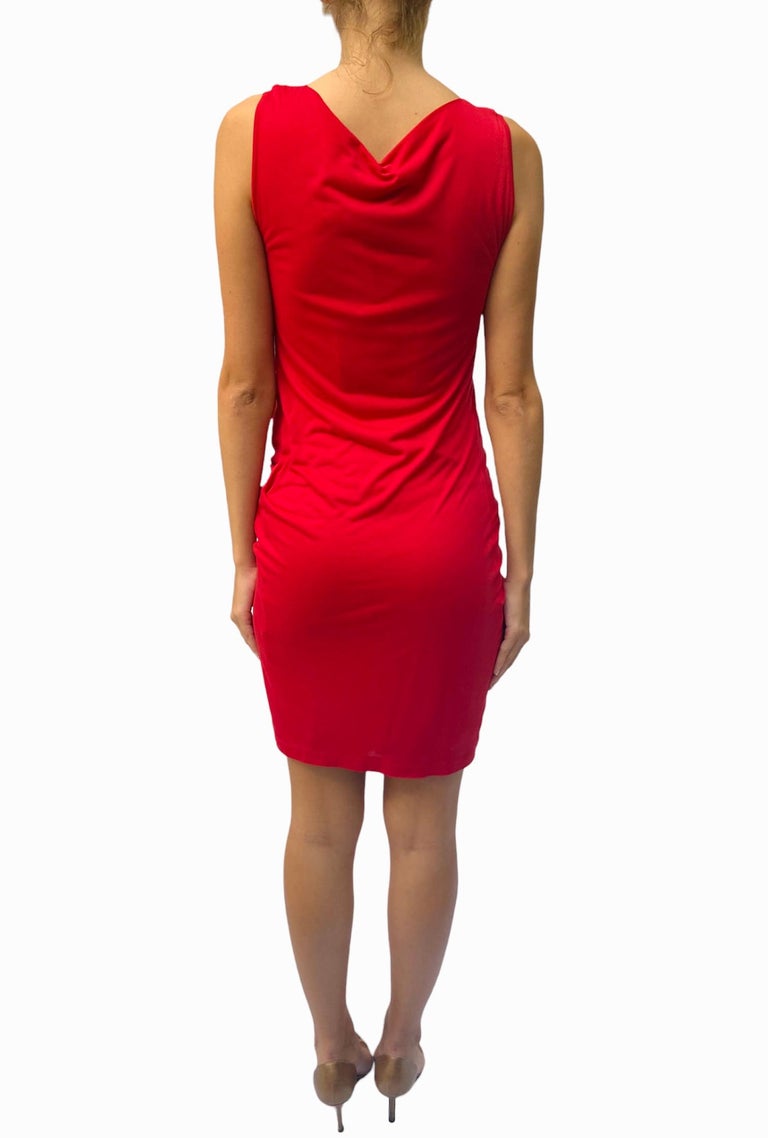 2000S SUD Sexy Red Gold Mesh Low Cut Dress For Sale at 1stDibs