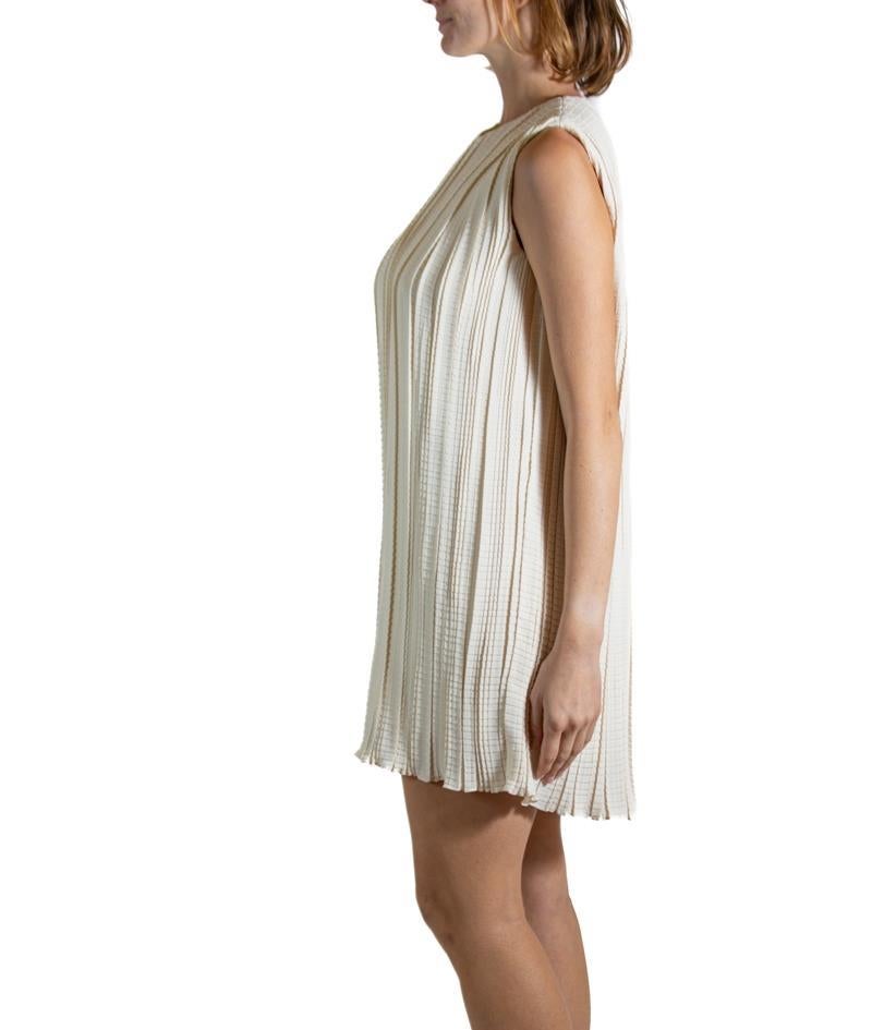 Beige 2000S THE ROW Cream Pleated Polyester Dress For Sale