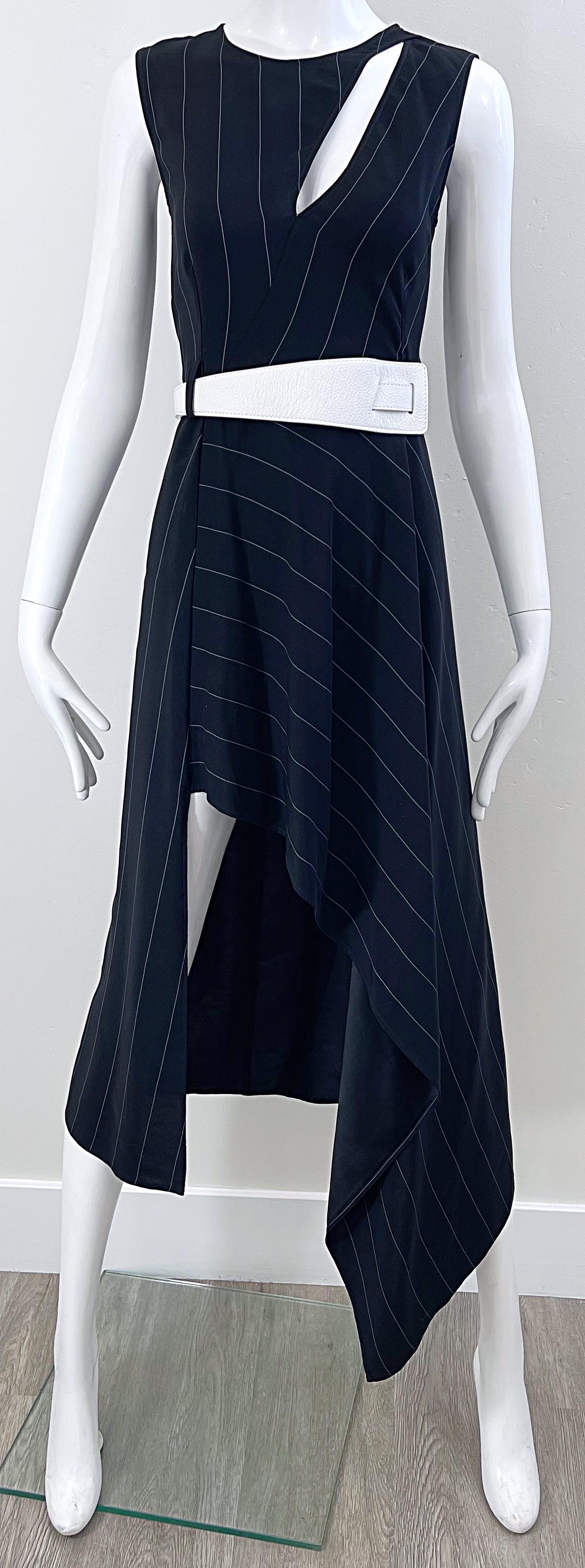 Thierry Mugler - Robe vintage noire et blanche à rayures, taille 38/6, années 2000 en vente 14