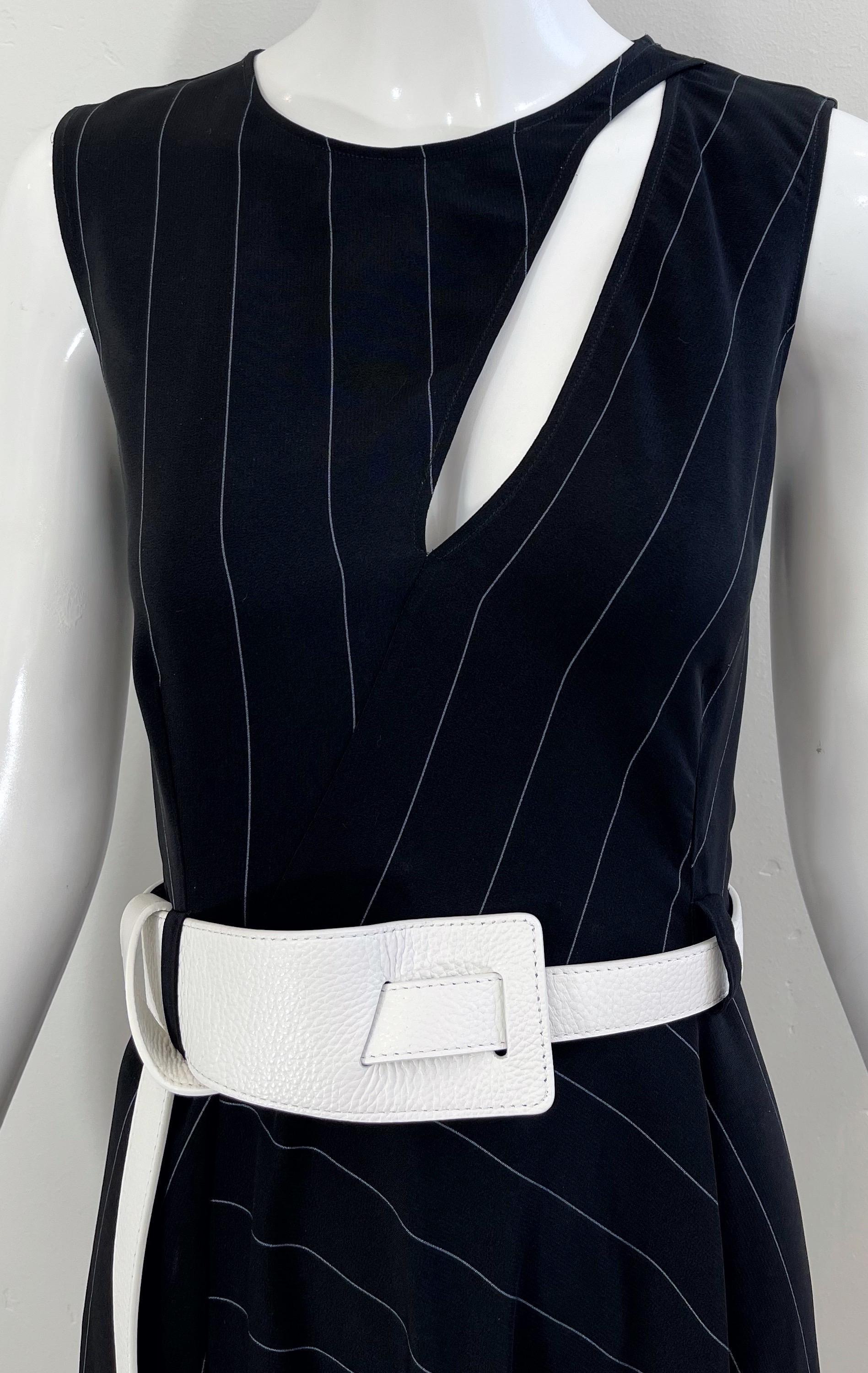 Thierry Mugler - Robe vintage noire et blanche à rayures, taille 38/6, années 2000 Excellent état - En vente à San Diego, CA