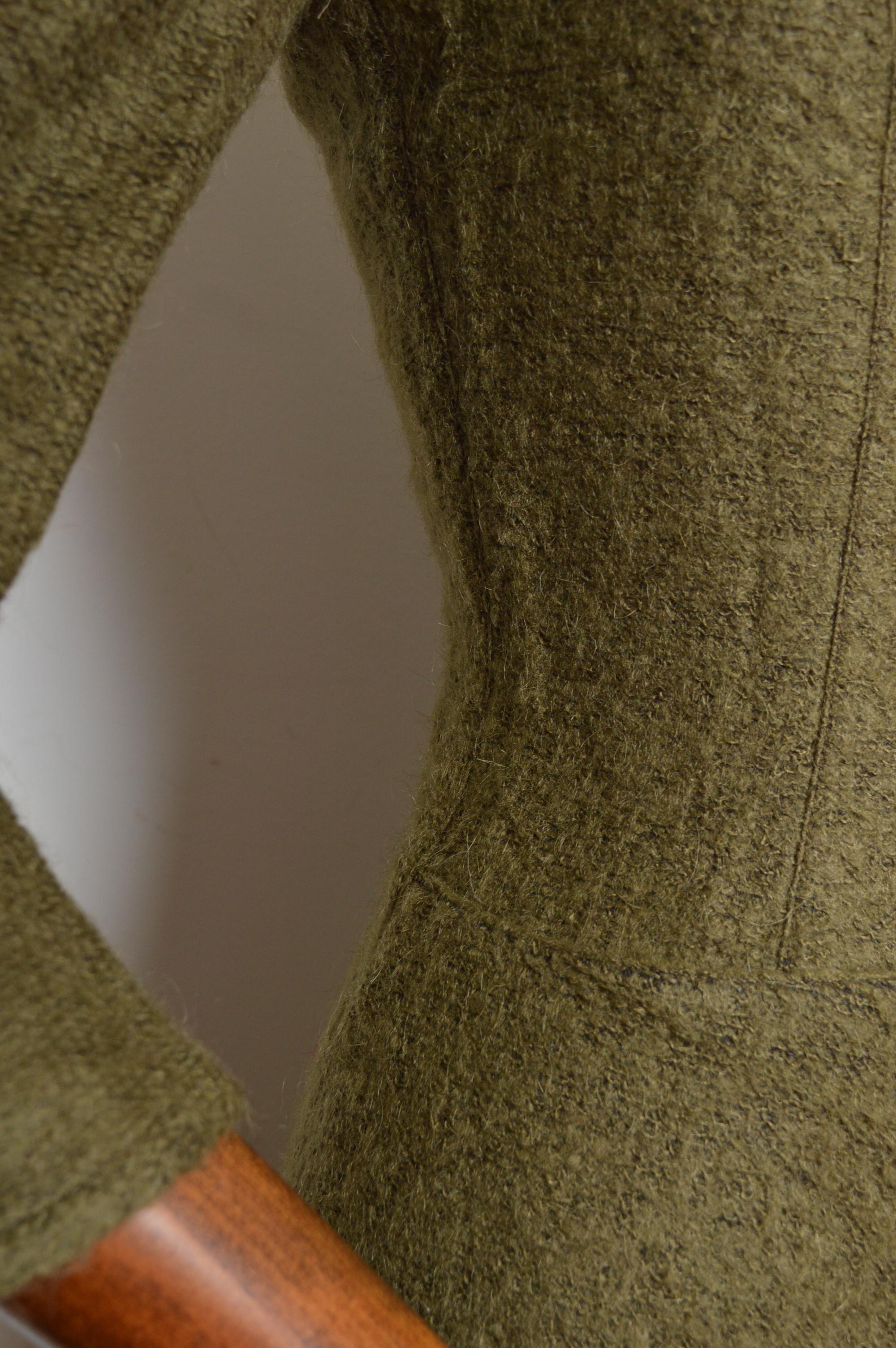 2000er Thierry Mugler Khaki Olive Grün Vintage Fuzzi Wolle Langarm Kleid im Angebot 3