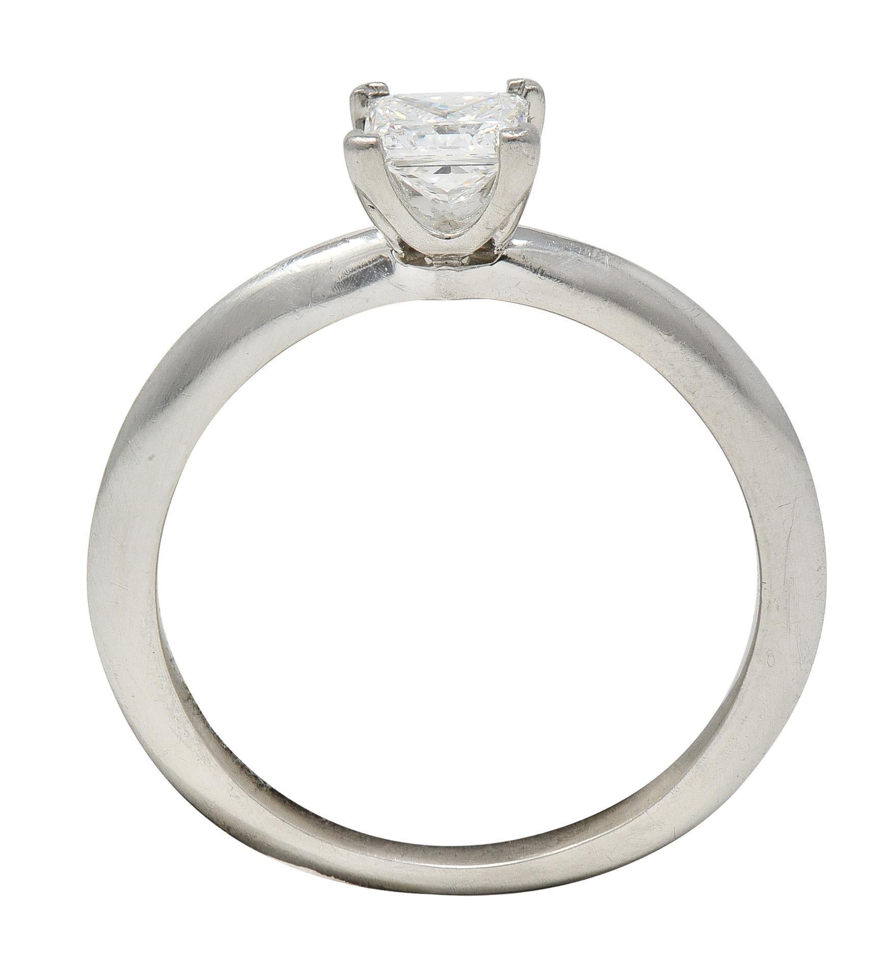2000's Tiffany & Co. 0.53 CTW Princess Cut Diamond Platinum Engagement Ring For Sale 1
