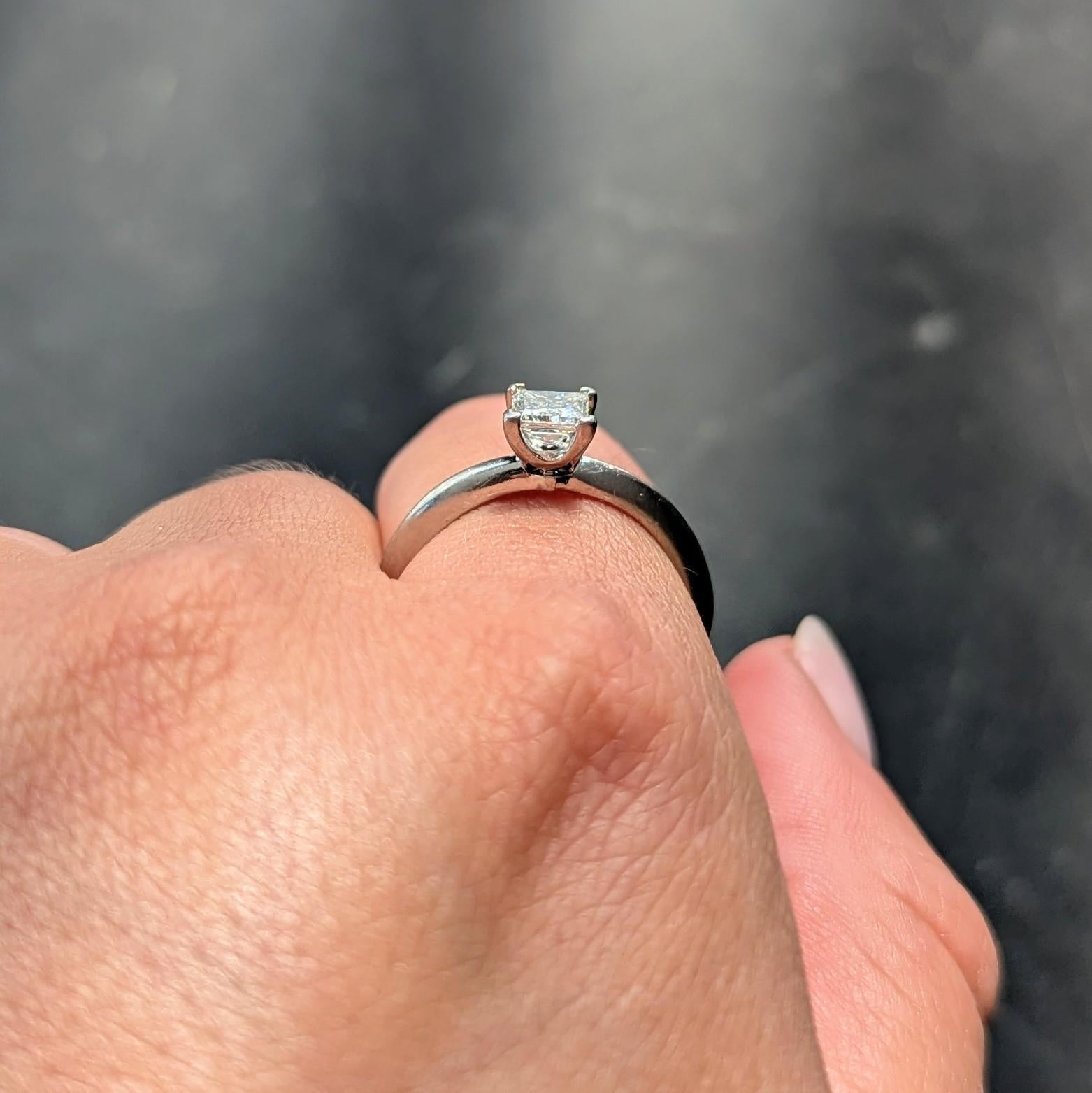 2000's Tiffany & Co. 0.53 CTW Princess Cut Diamond Platinum Engagement Ring For Sale 3