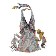 2000s Tiziano Mazzilli "Gypsy Couture" Beaded Silk Halter Dress