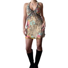 2000s Tiziano Mazzilli "Gypsy Couture" Beaded Silk Halter Dress