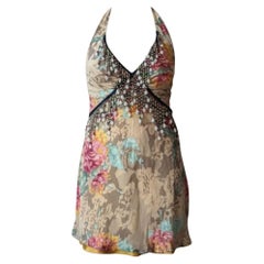2000s Tiziano Mazzilli "Gypsy Couture" Beaded Silk Halter Dress