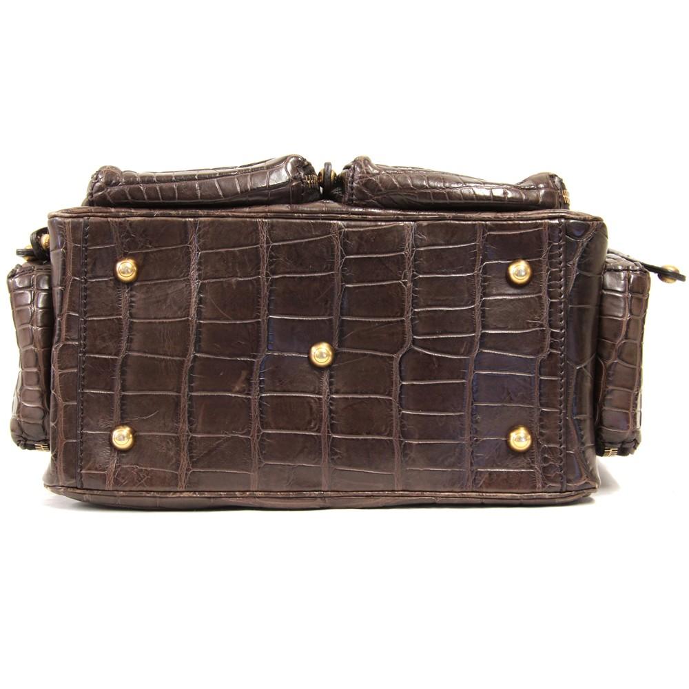 Black 2000s Tod's brown crocodile leather multipockets handbag