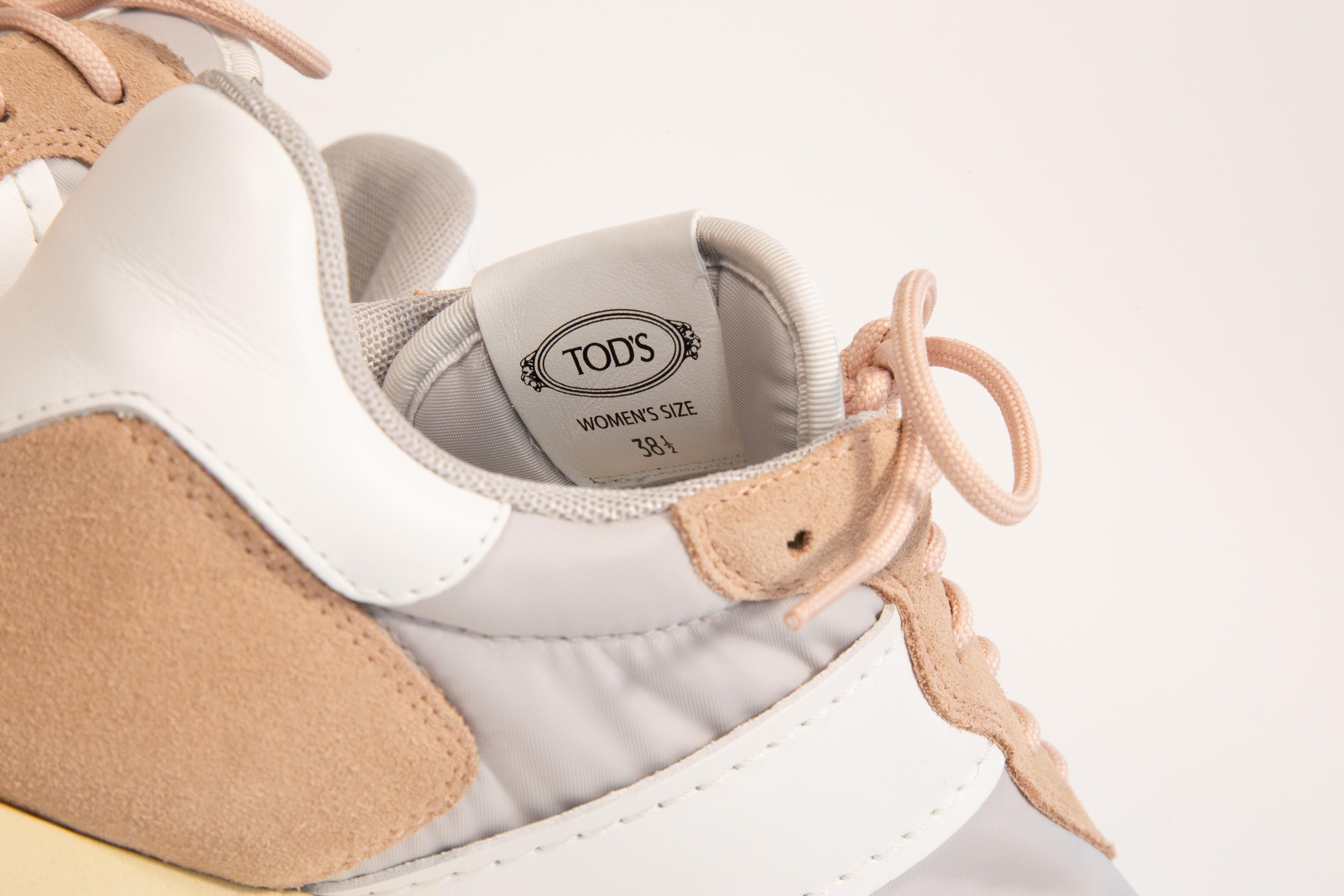 2000s Tod's Multicolor Stoff, Wildleder und Leder Sneakers Größe EU 38.5 im Angebot 1