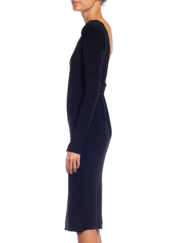 2000S TOM FORD Black Viscose Blend Long Sleeve Backless Dress With Padded Shoul For Sale at 1stDibs | black long sleeve backless dress 2000S TOM FORD Black Viscose Blend Long Sleeve Backless Dress With Padded Shoul For Sale at 1stDibs | black long sleeve backless dress