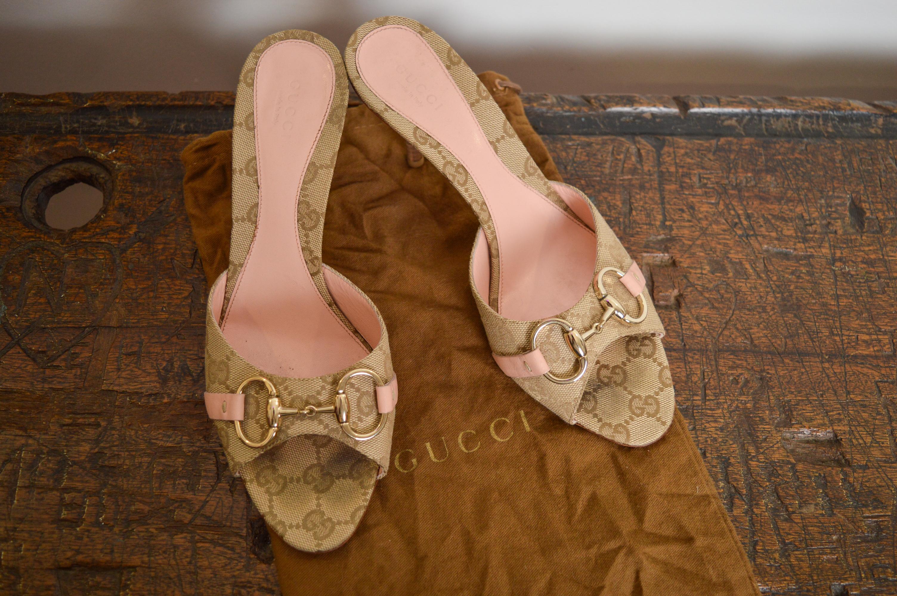 2000's Tom Ford era Gucci Horse bit Baby Pink Kitten Mules - Sandal High Heels 8