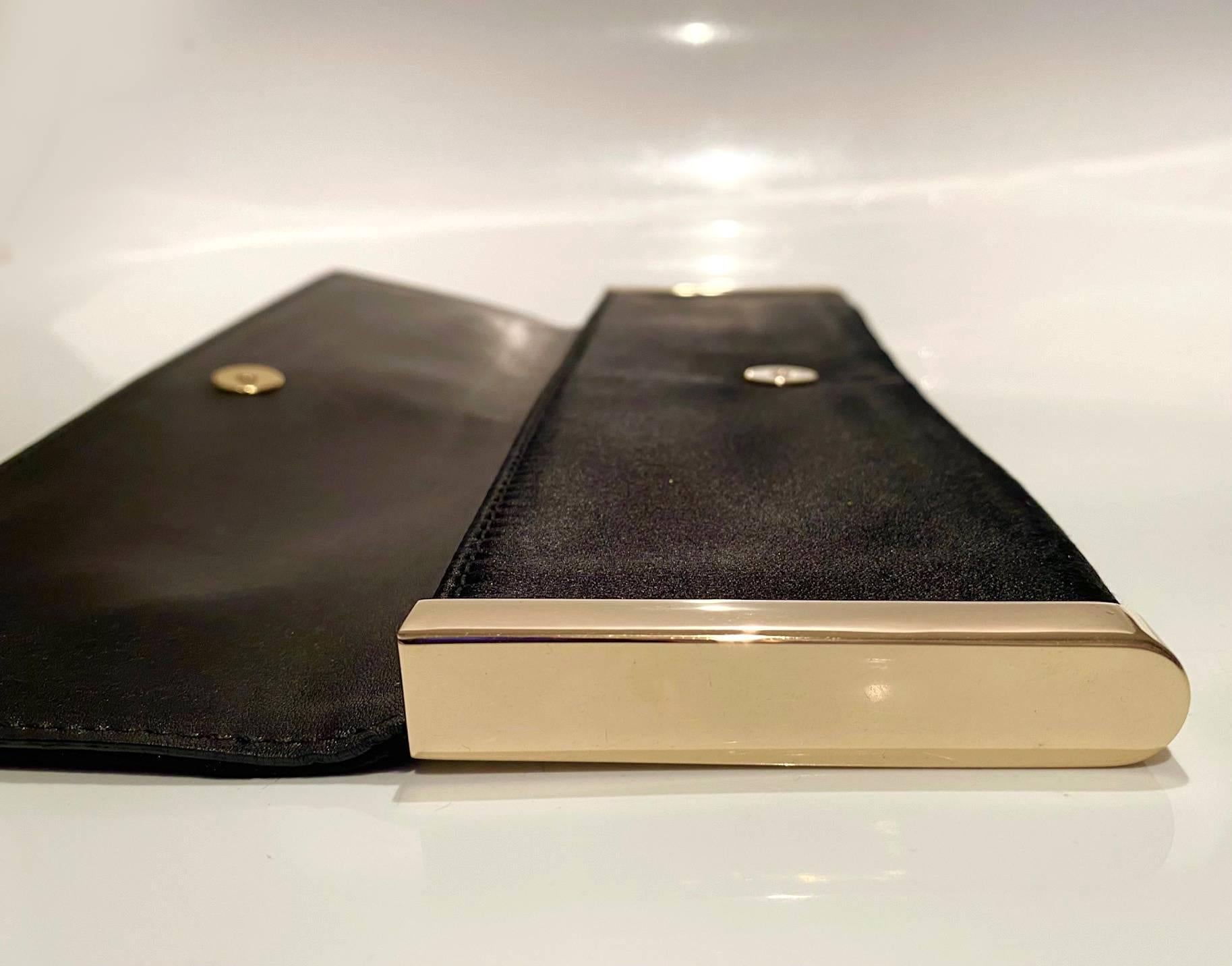 2000s Tom Ford for Gucci Black Satin Box Clutch Bag 1