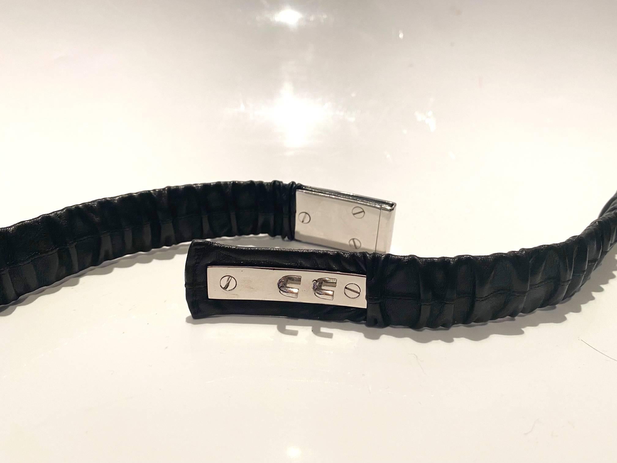 2000s Tom Ford for Gucci Elasticated Black Leather Waist Belt In Good Condition In London, GB
