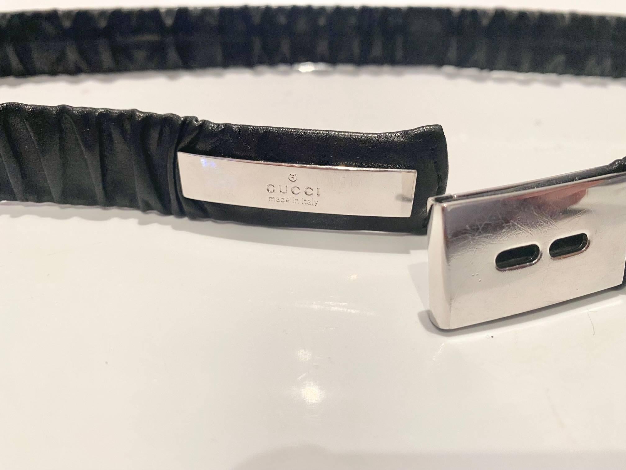 2000s Tom Ford for Gucci Elasticated Black Leather Waist Belt 1