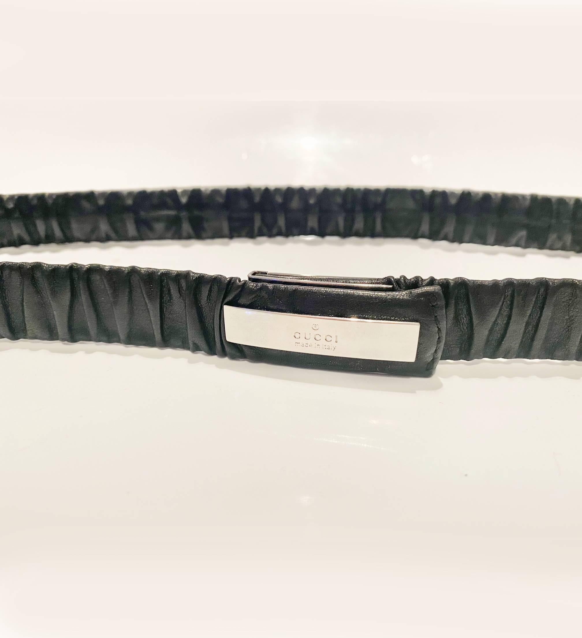 2000s Tom Ford for Gucci Elasticated Black Leather Waist Belt 2