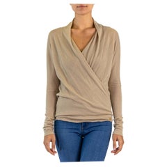 2000S TOM FORD GUCCI Maglione a Maglia Bassa in Cashmere Biege Textural