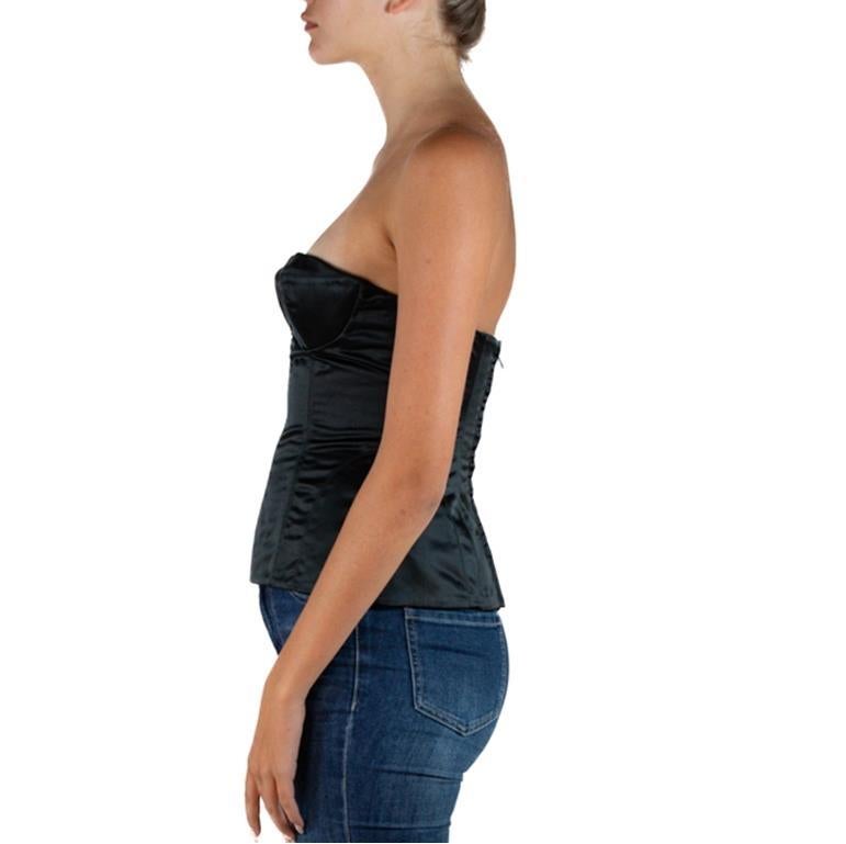 2000S Tom Ford Gucci Black Silk Satin 2001 Corset Bustier In Excellent Condition In New York, NY