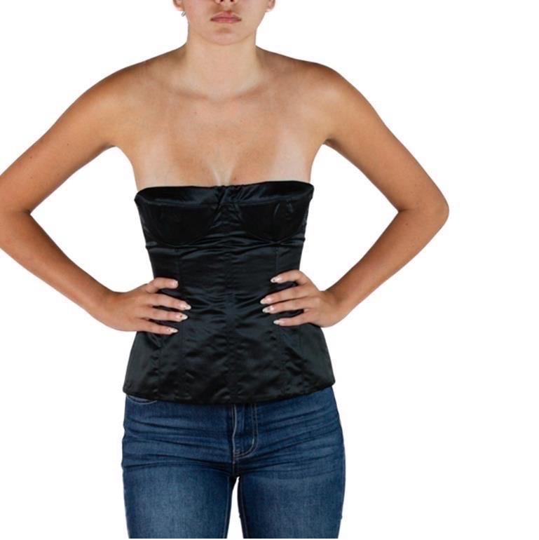 2000S Tom Ford Gucci Black Silk Satin 2001 Corset Bustier 1