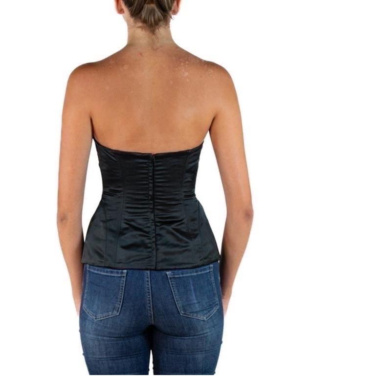 2000S Tom Ford Gucci Black Silk Satin 2001 Corset Bustier 2