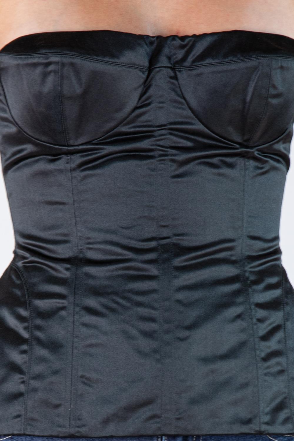 2000S Tom Ford Gucci Black Silk Satin 2001 Corset Bustier 3