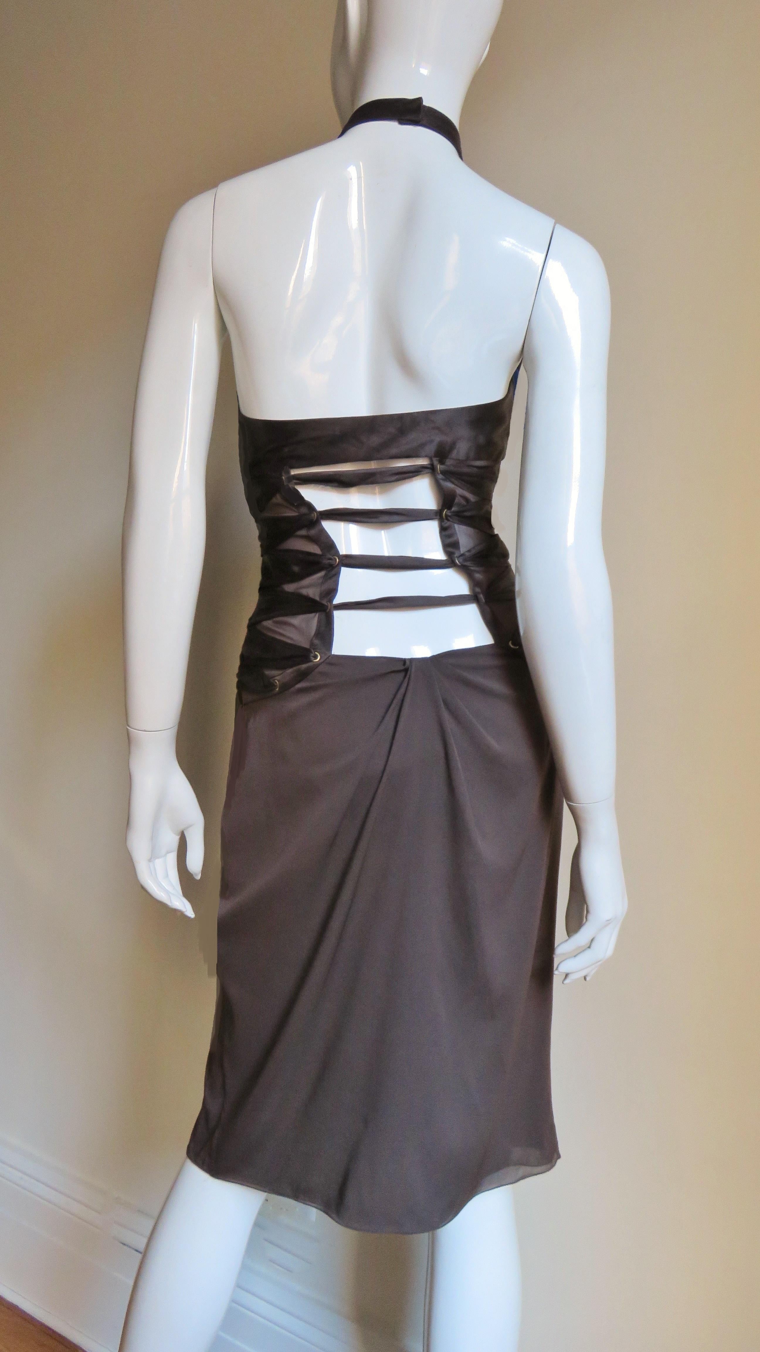 2000s Tom Ford Gucci Silk Plunging Halter Dress. 4