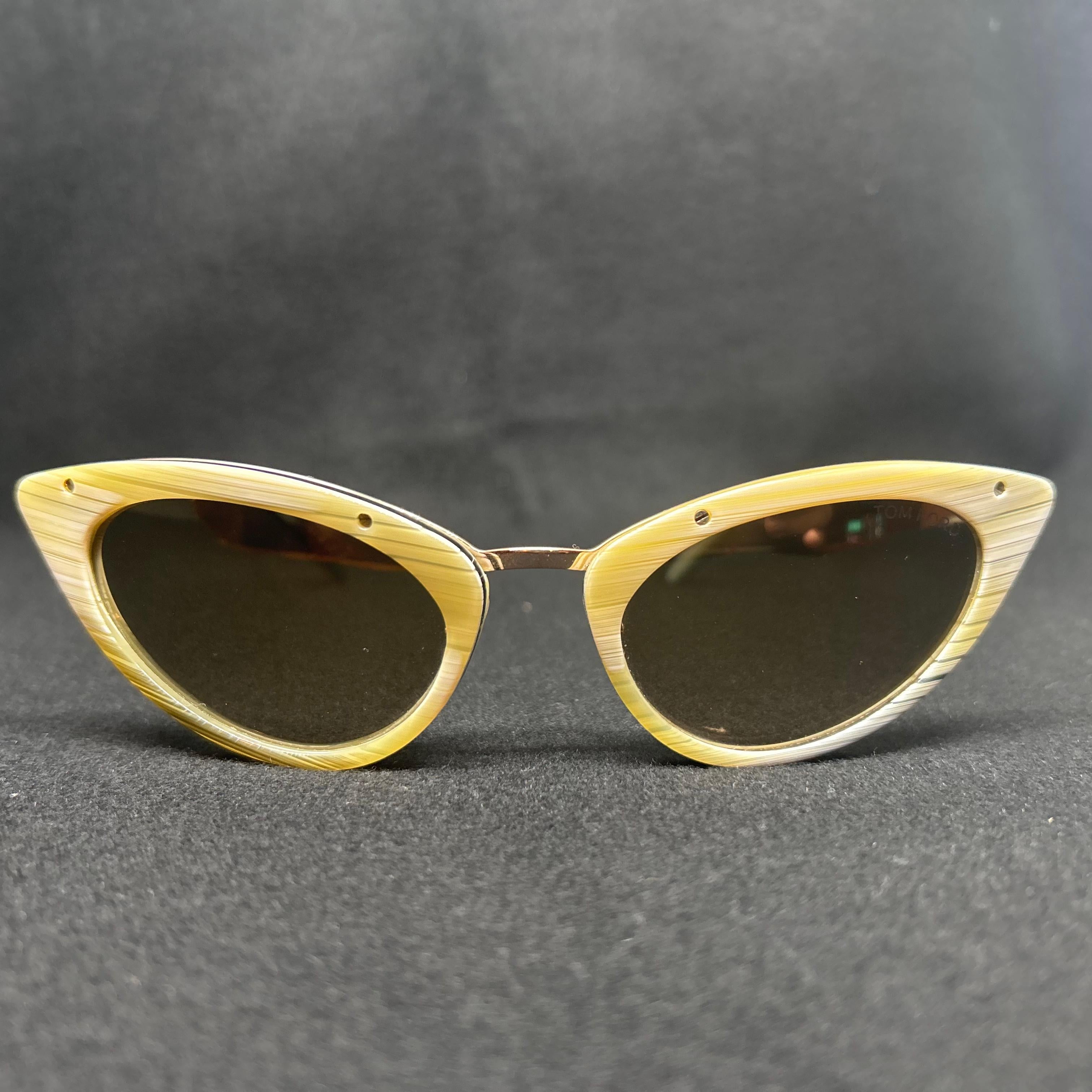 Años 2000 Tom Ford  Gafas de sol vintage ojo de gato amarillas y blancas Negro