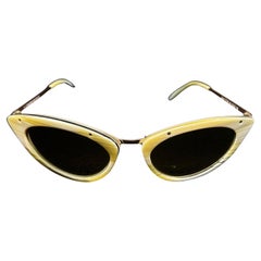 2000s Tom Ford  Yellow and White Vintage Cat-Eye Sunglasses