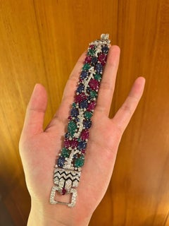 2000er Tutti Frutti Style Rubin Saphir Smaragd Diamant Armband