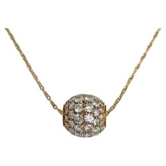 2000s UnoAErre 18 Karat Gold 2.40 Carat Diamond Ball Pendant Chain Necklace