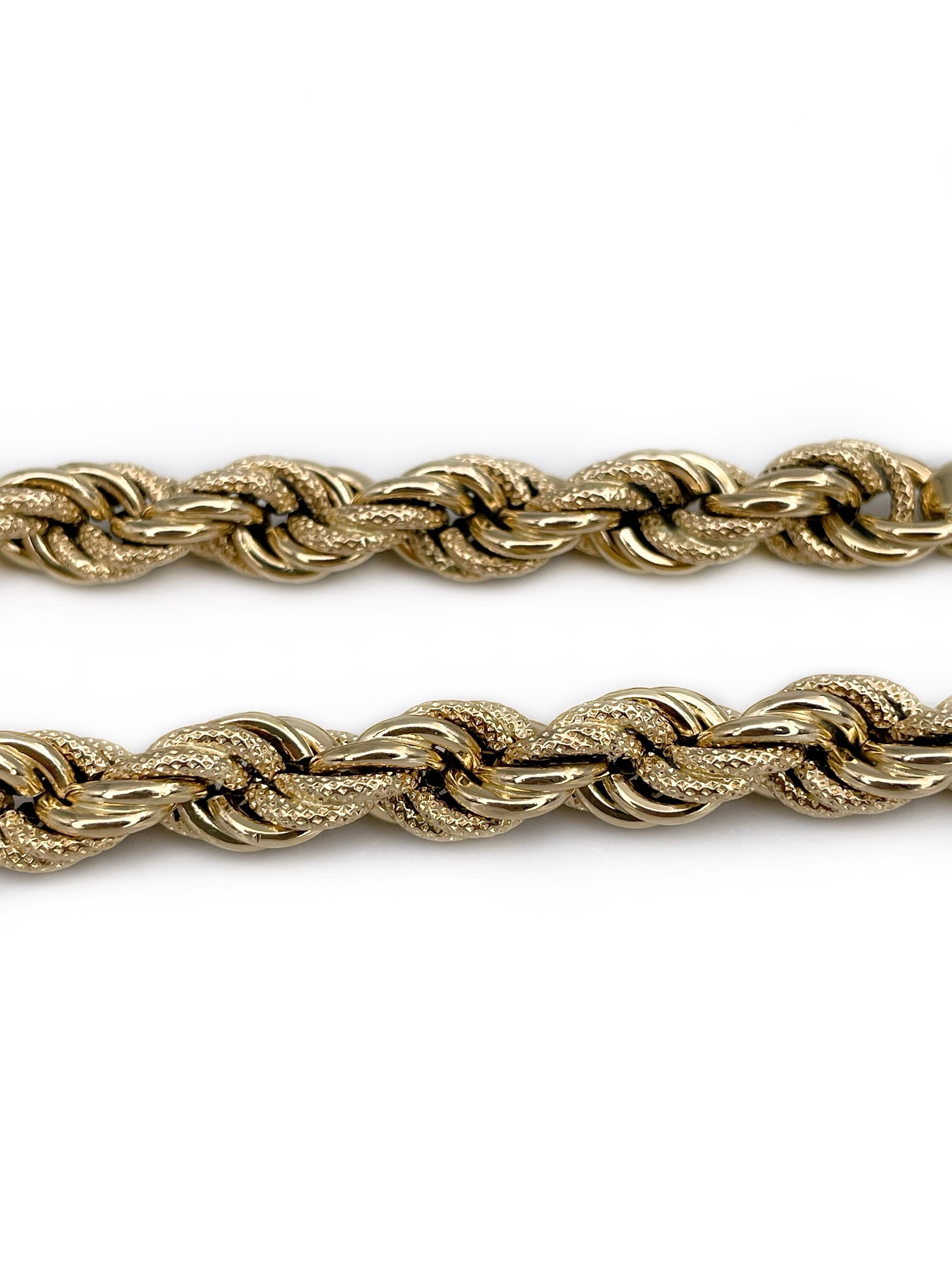 2000er UnoAErre 18 Karat Gelbgold 17,27 Gramm gedrehtes Seil Kettenarmband 1