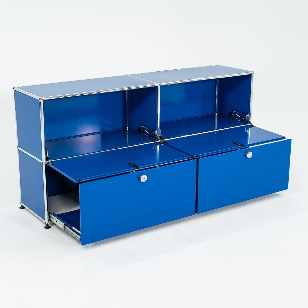 Acciaio 2000 Usm Haller Blu 14x60x30 in E2 Credenza / Armadio a 4 ante in vendita