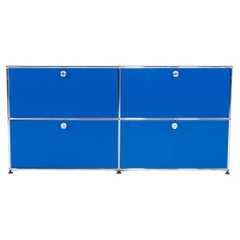 Années 2000 USM Haller Bleu 14x60x30 in E2 Crédence / armoire à 4 portes