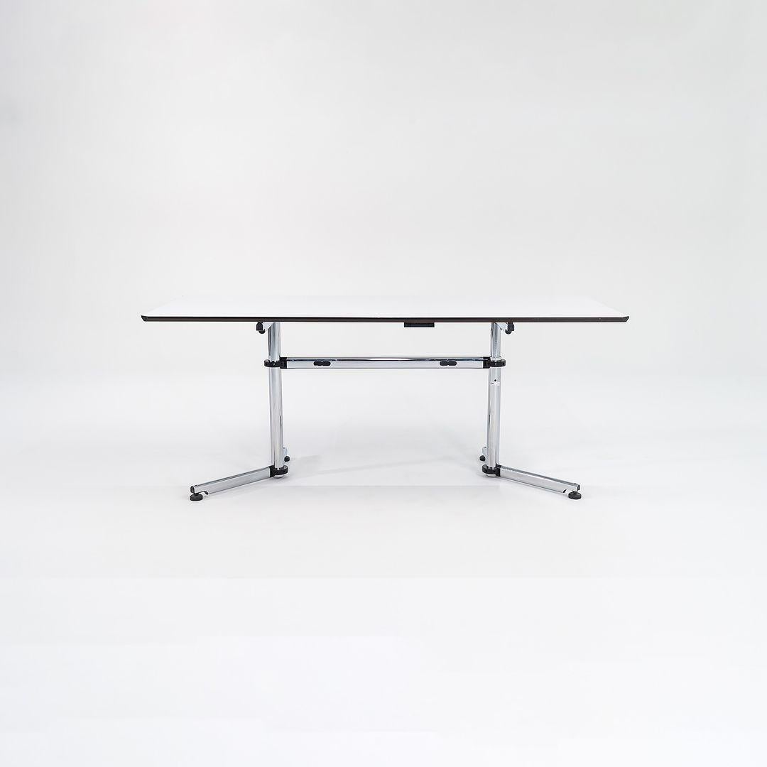 2000s USM Haller Kitos White Laminate and Chrome Table / Desk 68x30 3