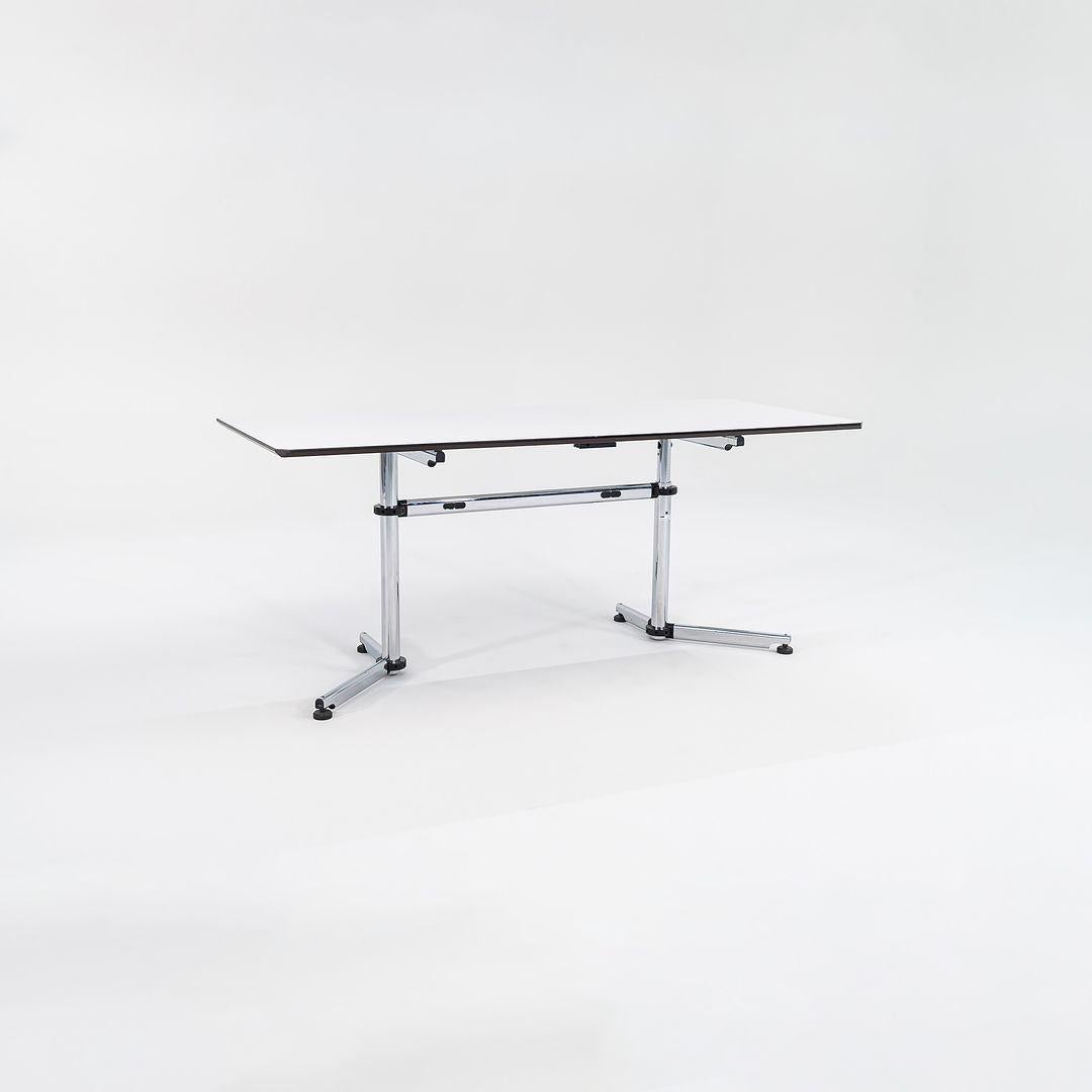 2000s USM Haller Kitos White Laminate and Chrome Table / Desk 68x30 4
