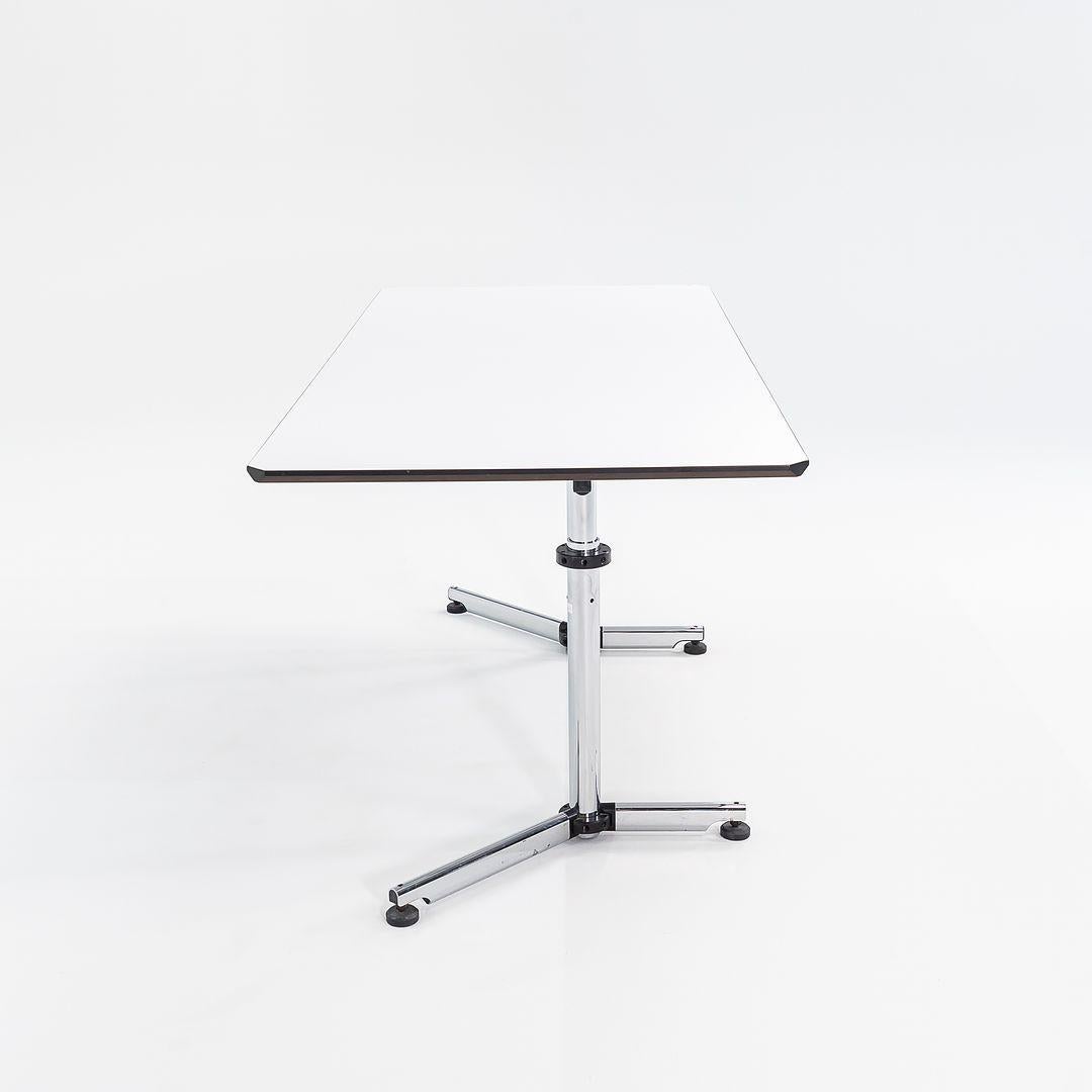 2000s USM Haller Kitos White Laminate and Chrome Table / Desk 68x30 2
